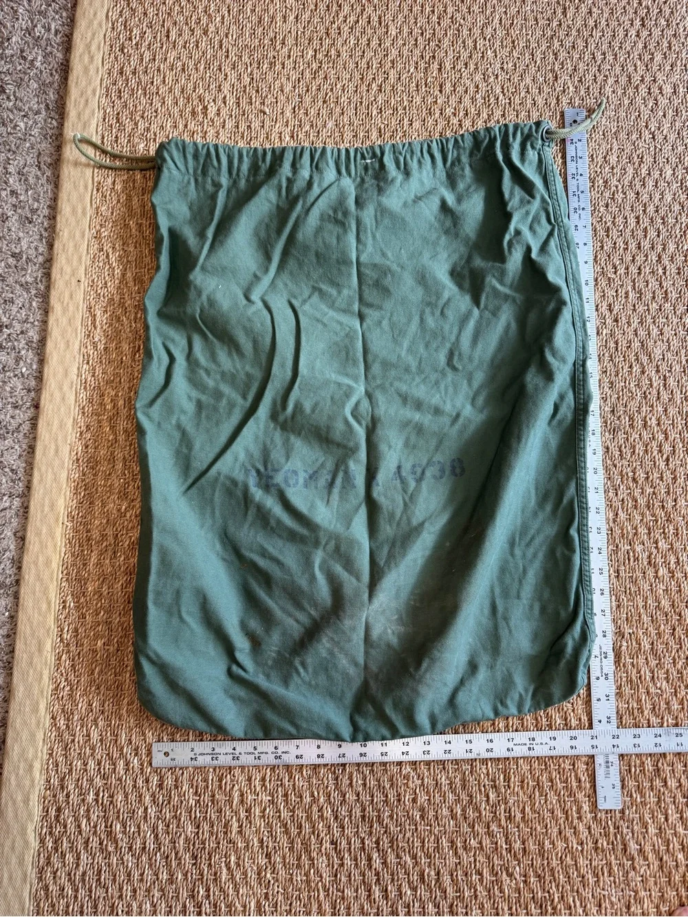 Olive Green Drawstring Canvas Bag 22 x 32 inches